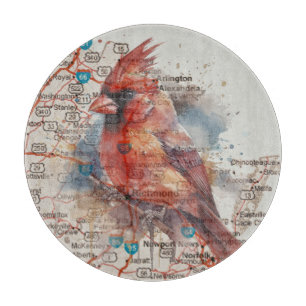 Cardinal on Virginia Road Map customisable Cutting Board