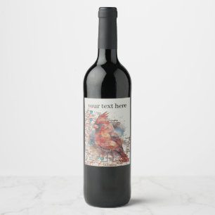 Cardinal on Virginia Road Map customisable Wine Label