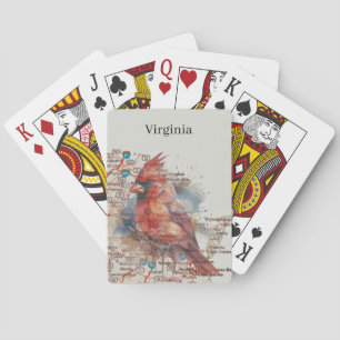 Cardinal on Virginia Road Map Playing Cards