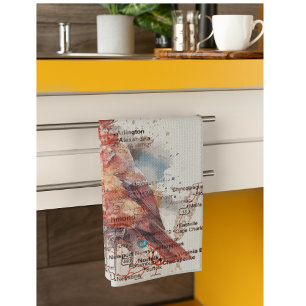 Cardinal on Virginia Road Map Tea Towel