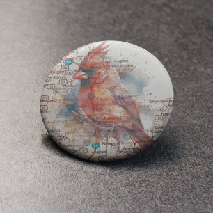 Cardinal on Virginia Road Map Watercolor Art Bottle Opener