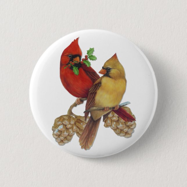 Cardinal Pair 6 Cm Round Badge (Front)