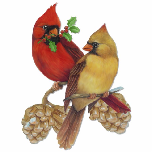 Cardinal Pair Standing Photo Sculpture (Front)