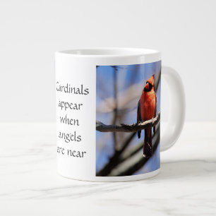 Cardinal Photo (2) & Quote: Angels are near! Large Coffee Mug