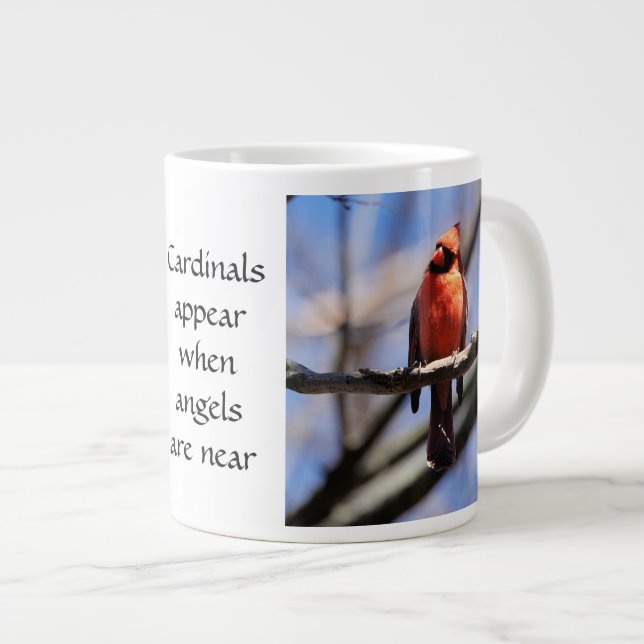 Cardinal Photo (2) & Quote: Angels are near! Large Coffee Mug (Front Right)