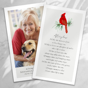 Cardinal Photo Funeral Favour Memorial Card