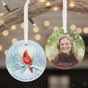 Cardinal Photo Memorial Keepsake Custom Christmas  Ornament