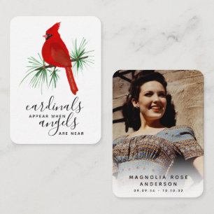 Cardinal Photo Sympathy Funeral Memorial Card