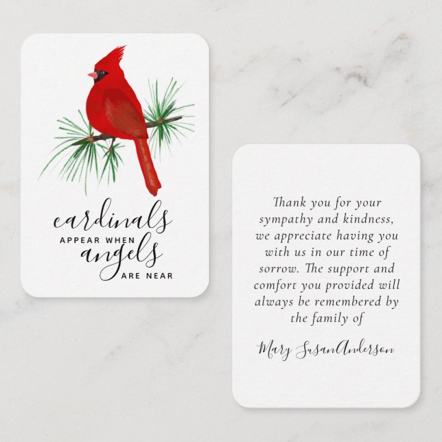 Cardinal Photo Sympathy Funeral Thank You Card (Front/Back)