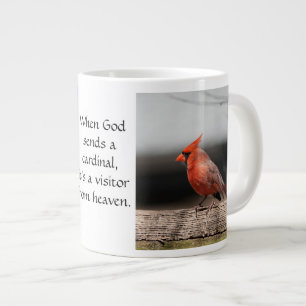 Cardinal Photos & Quote: Visitor from Heaven! Large Coffee Mug