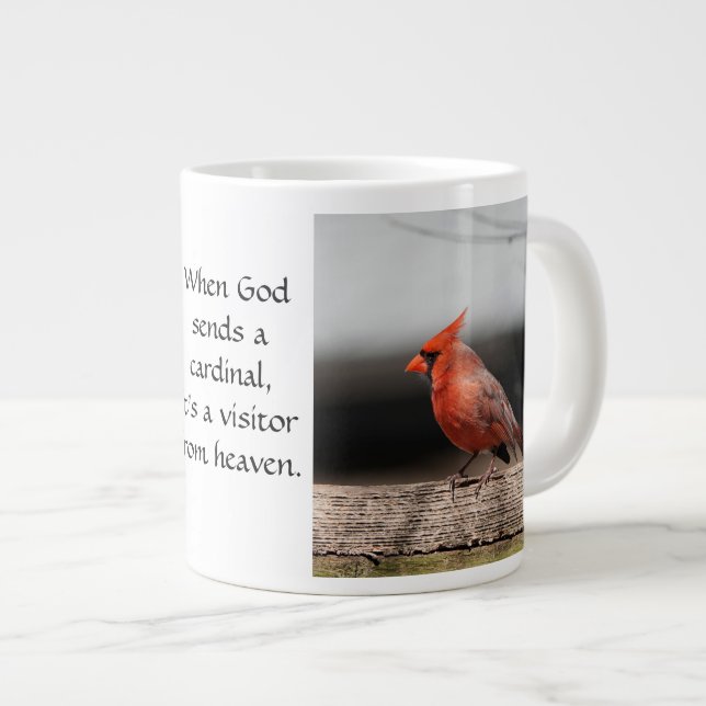 Cardinal Photos & Quote: Visitor from Heaven! Large Coffee Mug (Front Right)