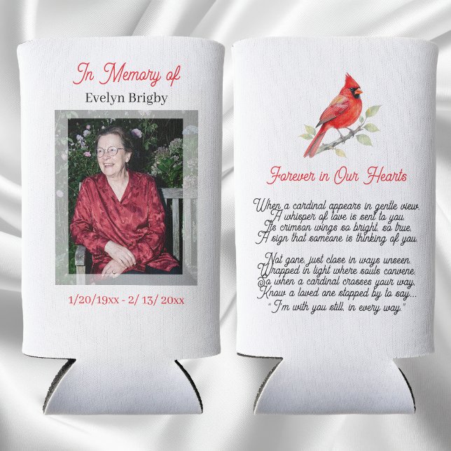 Cardinal Poem Memorial Keepsake  Seltzer Can Cooler (Creator Uploaded)