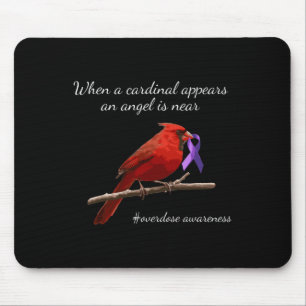 Cardinal Purple Ribbon Overdose Awareness Angel Mouse Mat