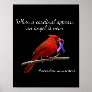 Cardinal Purple Ribbon Overdose Awareness Angel Poster