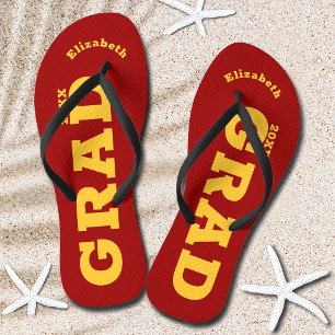 Cardinal Red and Gold Graduation Senior Class Flip Flops