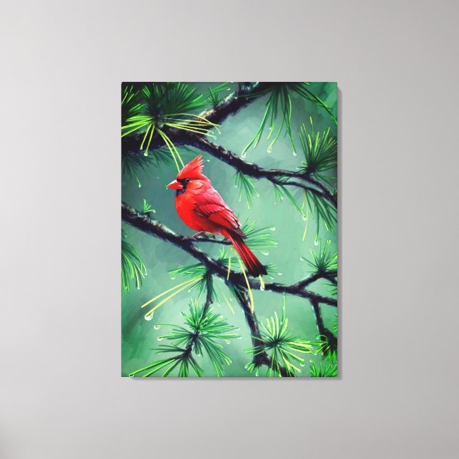 Cardinal Red Bird Canvas Wall Art (Front)