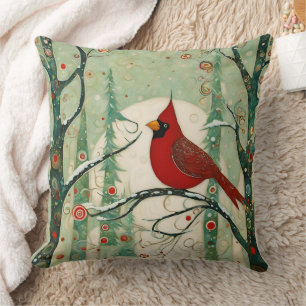 Cardinal Red Bird Cushion