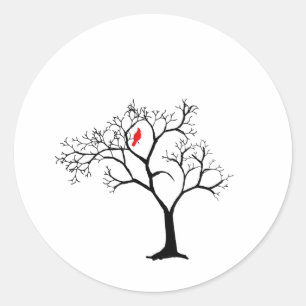 Cardinal Red Bird in Snowy Winter Tree Classic Round Sticker
