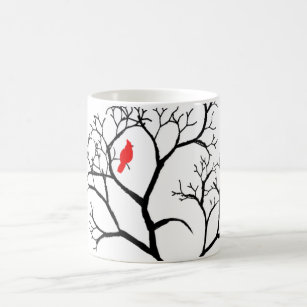 Cardinal Red Bird in Snowy Winter Tree Coffee Mug