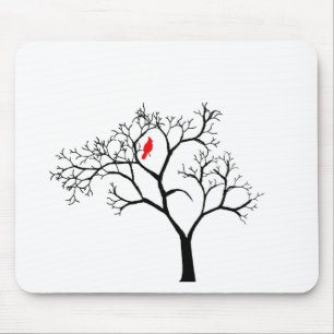 Cardinal Red Bird in Snowy Winter Tree Mouse Mat