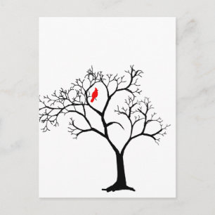 Cardinal Red Bird in Snowy Winter Tree Postcard