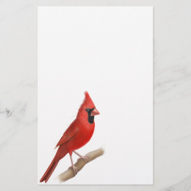 Cardinal Red Bird Male Stationery (Front)