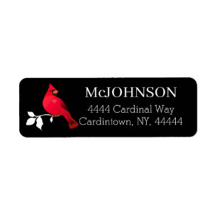 Cardinal Red Bird Snowy Branch Black White Modern