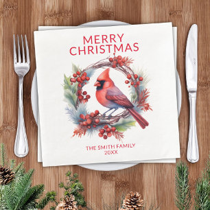 Cardinal Red Christmas Party Napkin