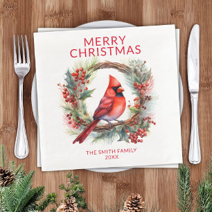 Cardinal Red Christmas Party Napkin