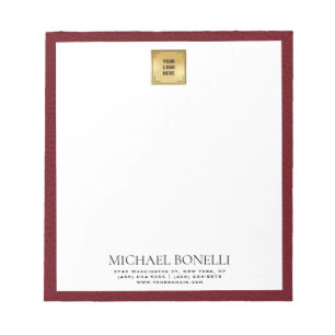 Cardinal Red Leather Square Logo professional Notepad