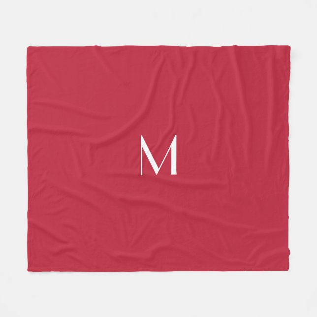 Cardinal red -monogrammed    fleece blanket (Front (Horizontal))