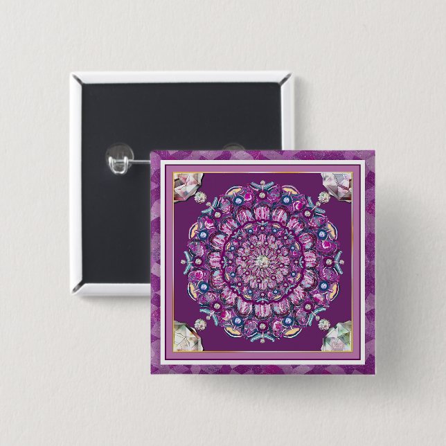 Cardinal Red Rosace 15 Cm Square Badge (Front & Back)