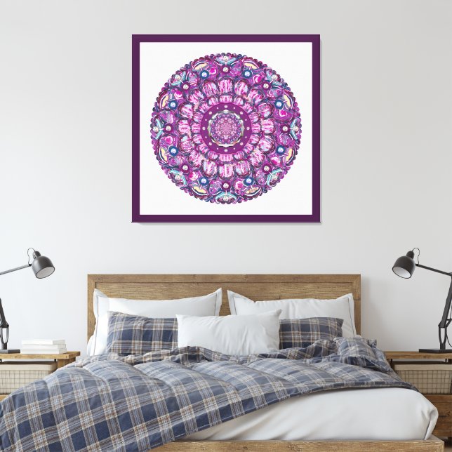 Cardinal red Rosace Canvas Print (Insitu(Bedroom))