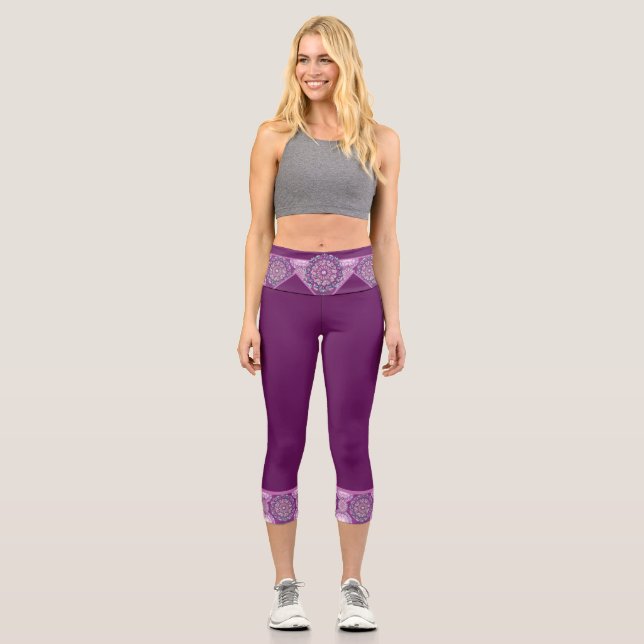 Cardinal Red Rosace Capri Leggings (Front)