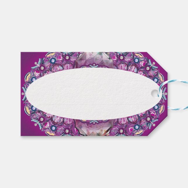 Cardinal Red Rosace Gift Tags (Front (Horizontal))