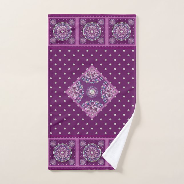 Cardinal red Rosace Hand Towel (Hand Towel)