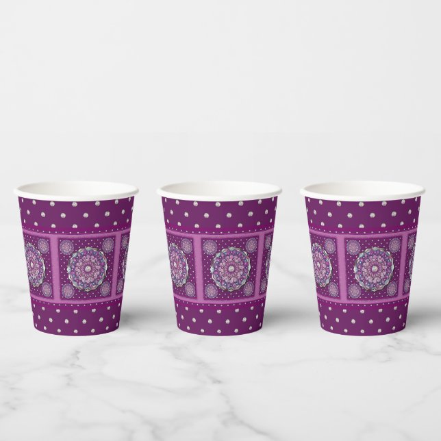 Cardinal Red Rosace Paper Cups (Multi)