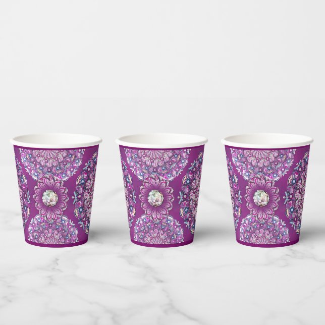 Cardinal Red Rosace Paper Cups (Multi)