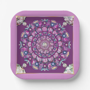 Cardinal Red Rosace Paper Plate