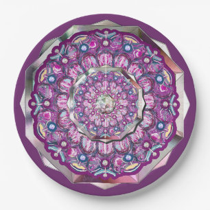 Cardinal Red Rosace Paper Plate