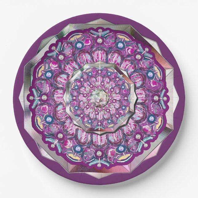 Cardinal Red Rosace Paper Plate (Front)