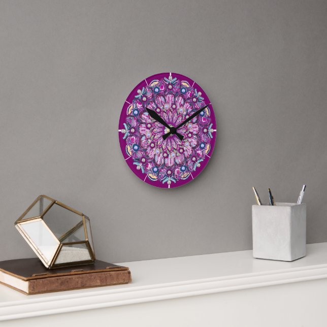 Cardinal red Rosace Round Clock (Office)