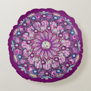 Cardinal red Rosace Round Cushion