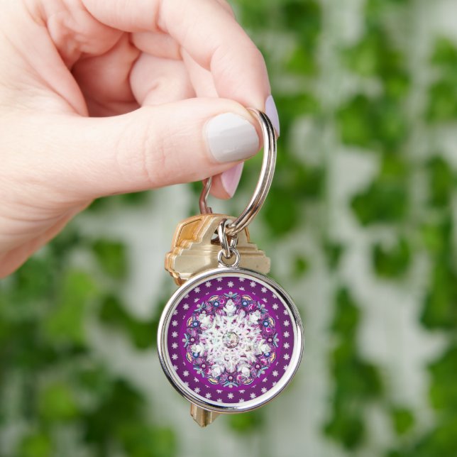 Cardinal red rosace & snowflake key ring (Hand)