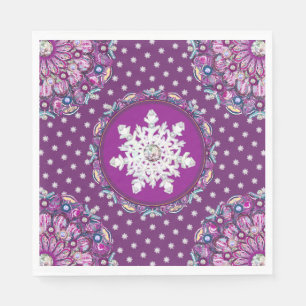 Cardinal red rosace & snowflake napkin