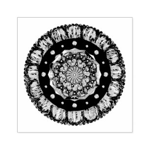 Cardinal red rosace & snowflake rubber stamp