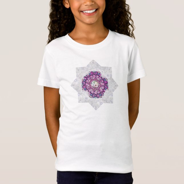 Cardinal red rosace & snowflake T-Shirt (Front)