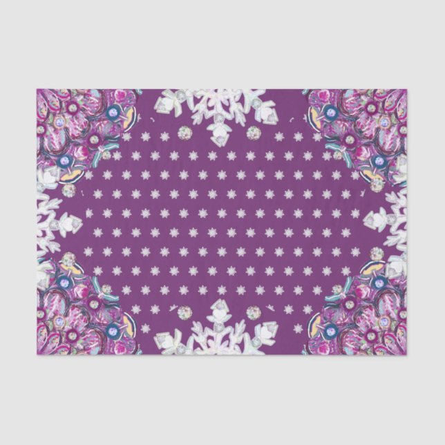 Cardinal red rosace & snowflake tissue paper (Front)