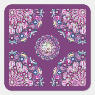 Cardinal Red Rosace Square Sticker