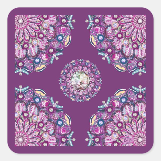 Cardinal Red Rosace Square Sticker (Front)